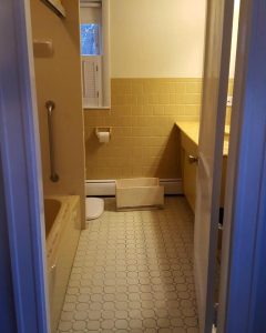 Yellow bathroom during construction