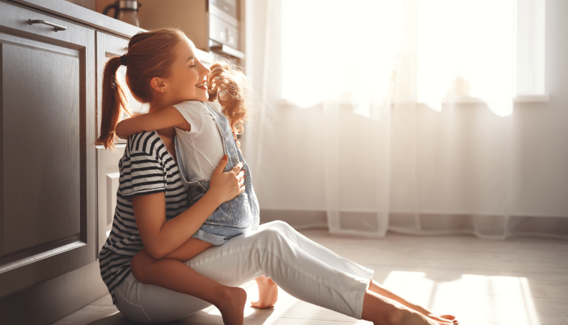 mother and child hugging