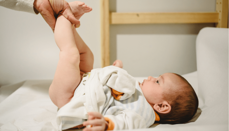 baby getting diaper changed (DIY or homemade baby wipes)