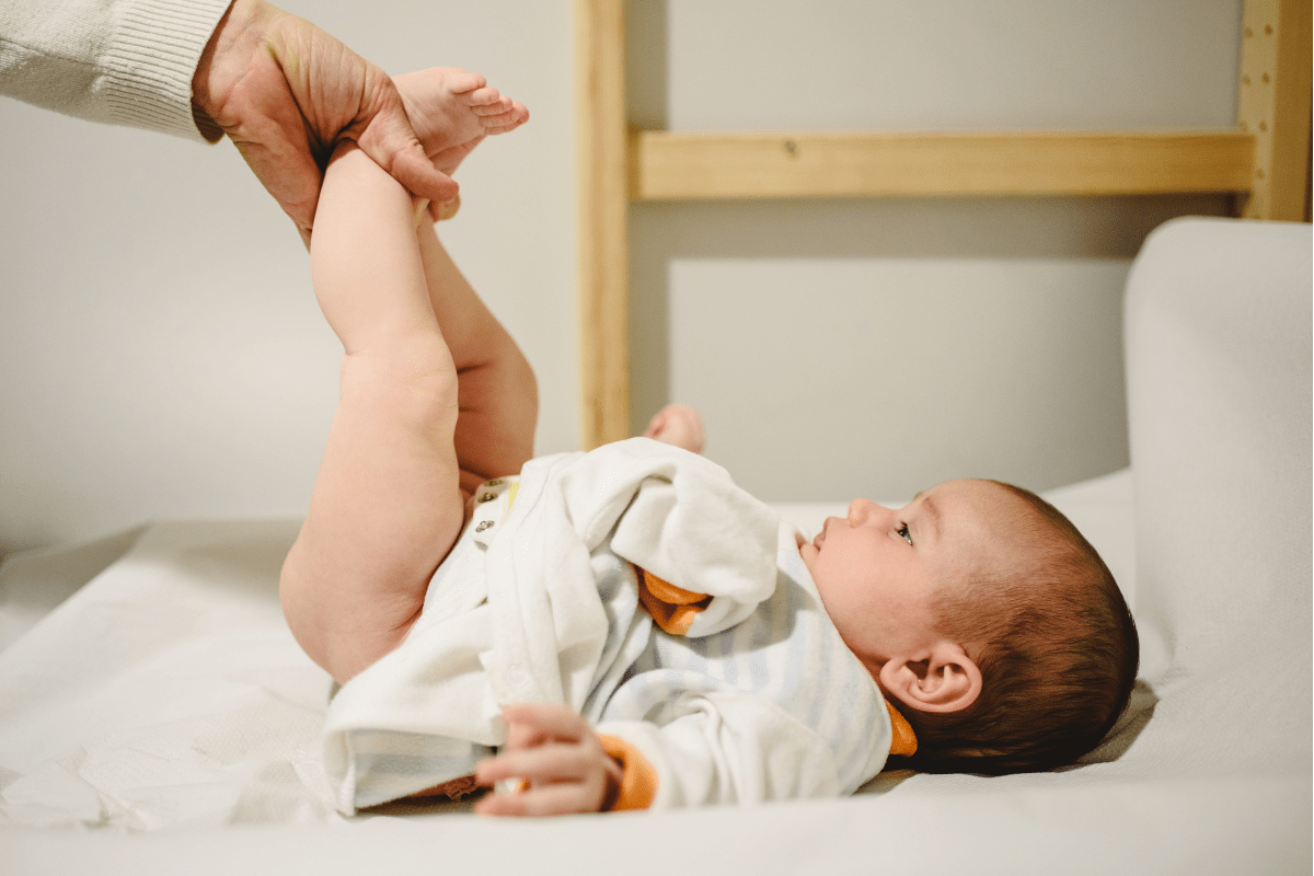 baby getting diaper changed (DIY or homemade baby wipes)