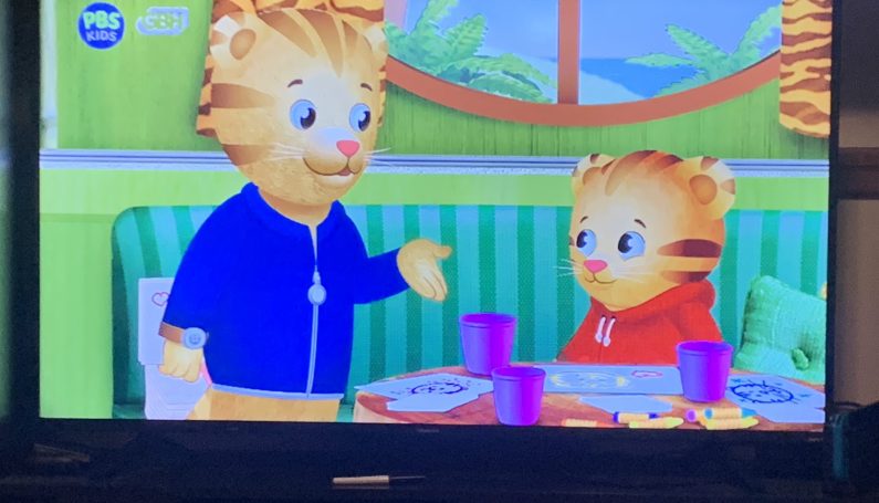 TV screen showing Daniel Tiger show