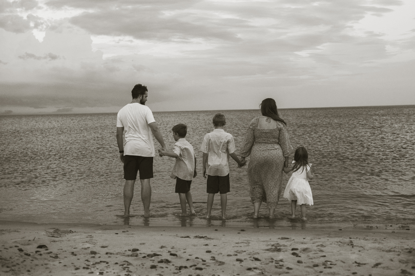 Summer family at beach, "18 summers mom"
