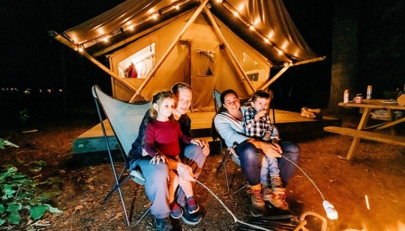 family glamping Boston Huttopia