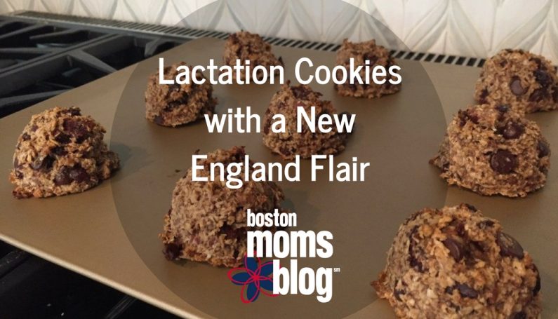 Lactation Cookies on a tray in kitchen