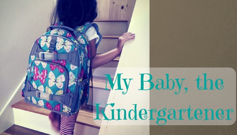 girl walking up stairs; my baby, the kindergartener