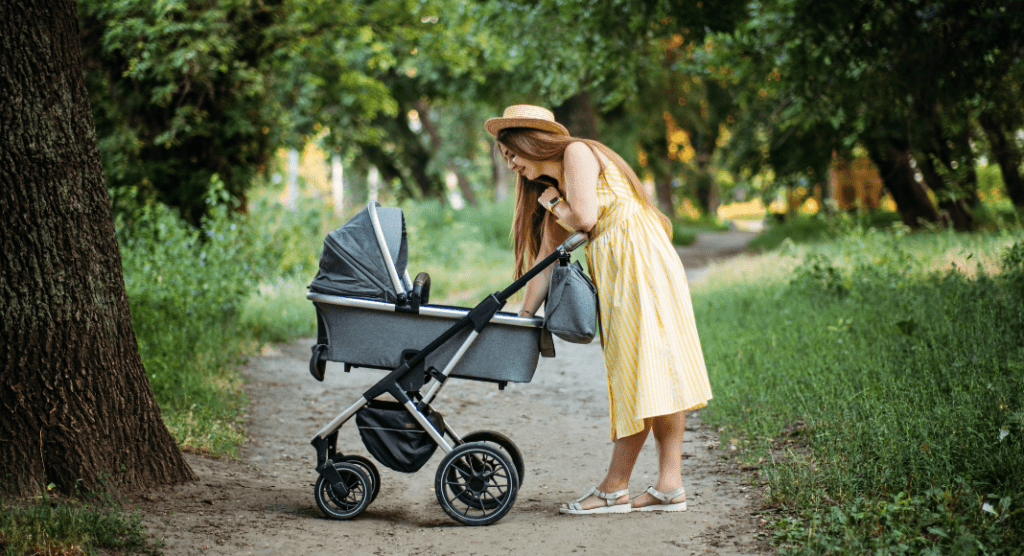 New Parent with baby in stroller