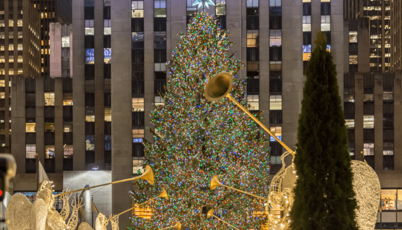 holiday Christmas tree at Rockefeller Center in New York City (NYC with kids for the holidays)