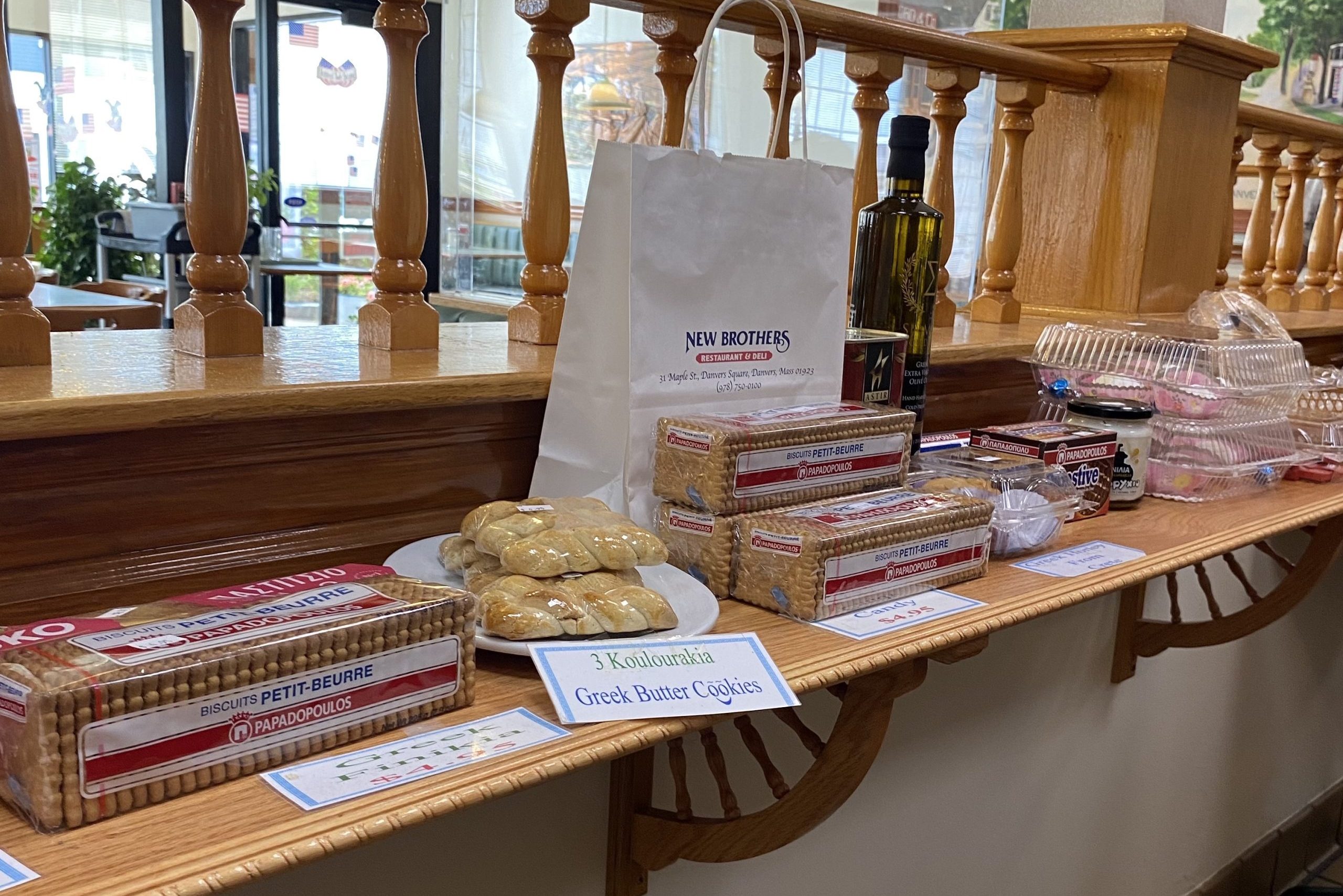 A shelf of cookies at New Brothers in Danvers, MA
