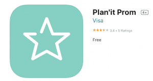 screen shot of the application "Plan'it Prom"