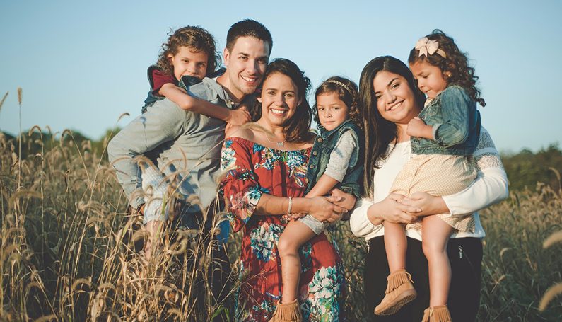 Family photo in field