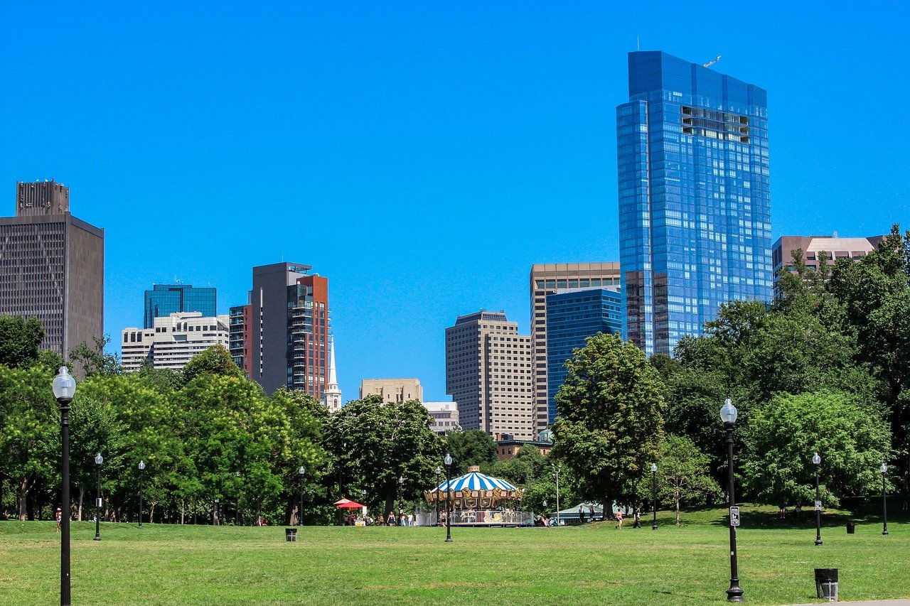 Boston Common park and skyline