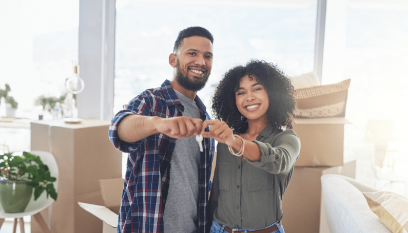 couple after buying first home