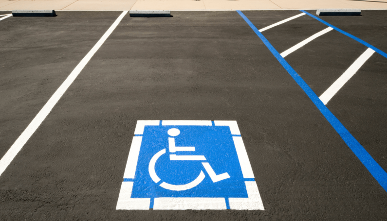 handicap parking space (handicap parking placard for people with disabilities, autism)