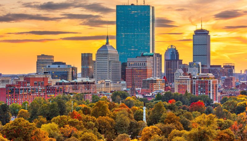 Boston skyline in autumn (things to do in Boston in the fall)