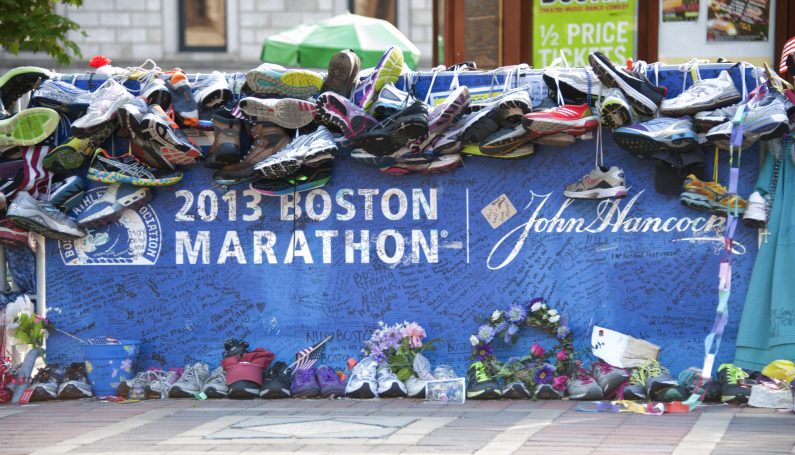 Boston, June 12, 2013: Boston Marathon 2013 memorial place at Copley Square. Boston Strong