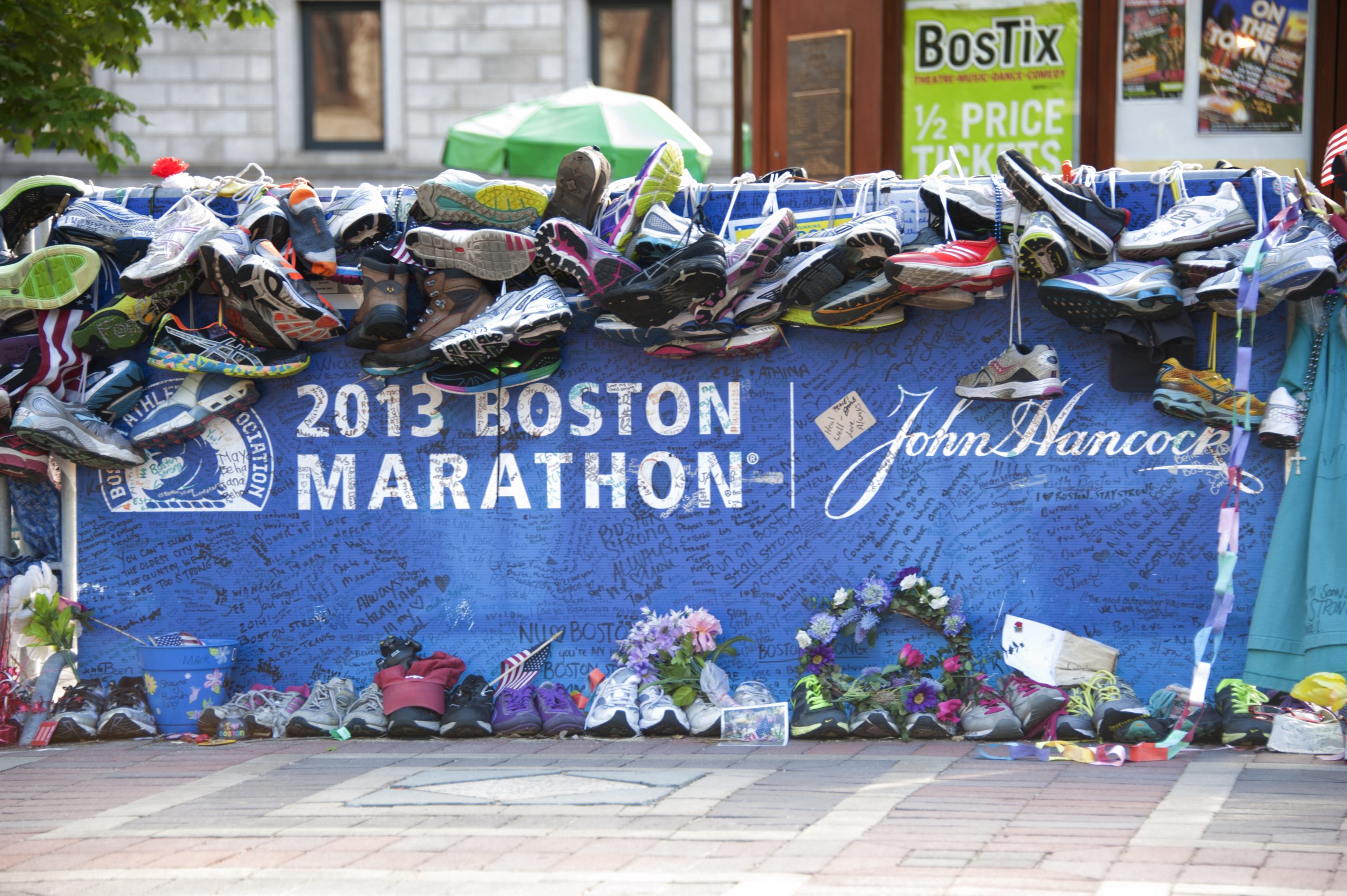 Boston, June 12, 2013: Boston Marathon 2013 memorial place at Copley Square. Boston Strong