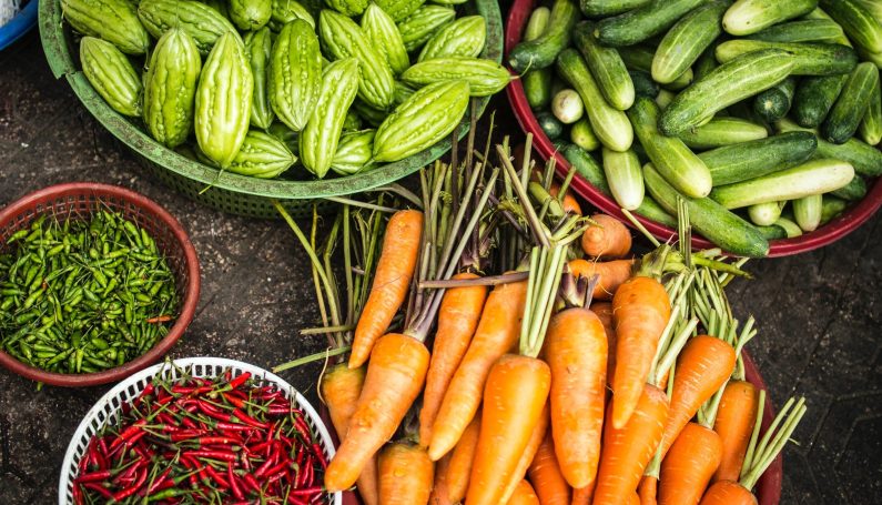 array of farm fresh produce (farm shares and CSAs North of Boston)