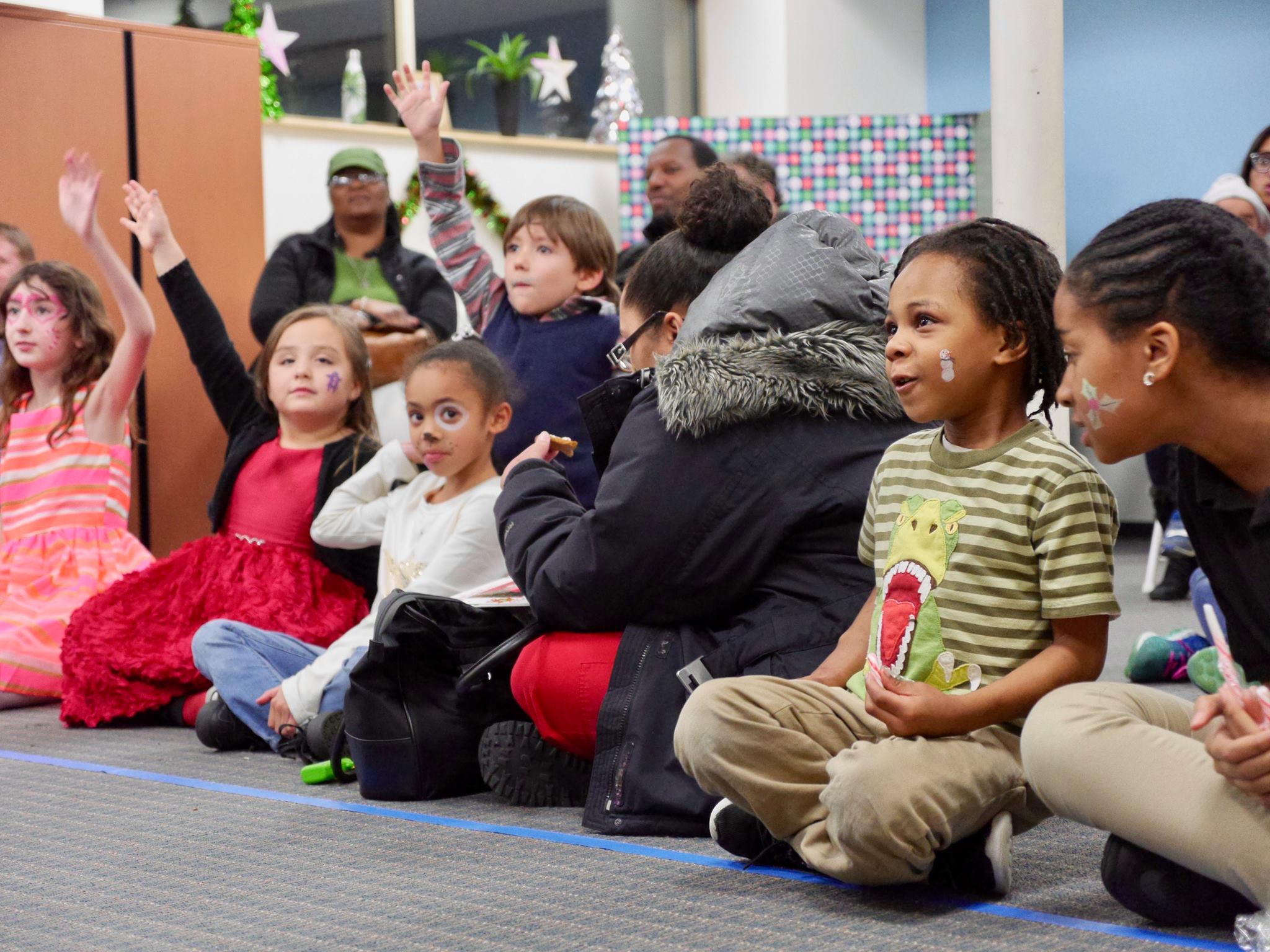 Parents and children sitting