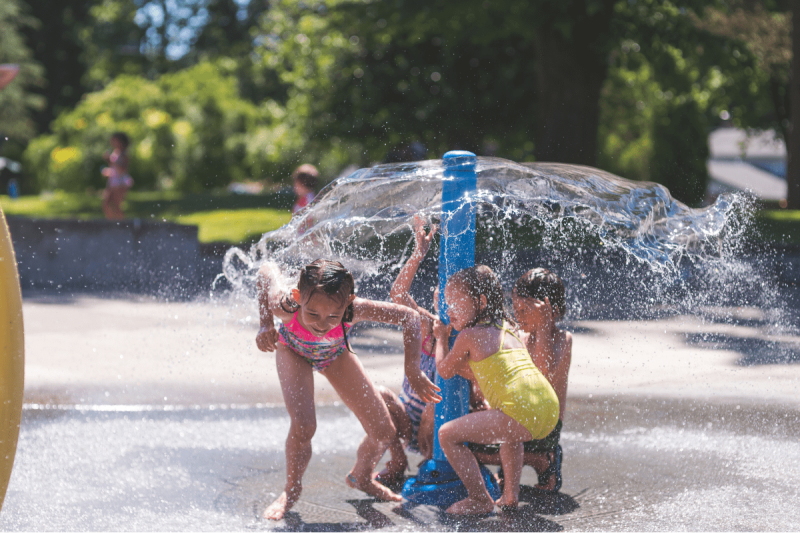 kids at a splash pad