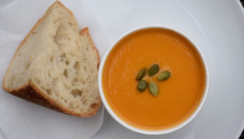 sweet potato soup at Hi Rise Bread Company (best soups in Cambridge, Somerville, Arlington, Medford)