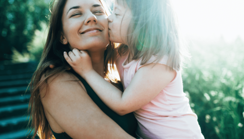 toddler kiss, learning by example