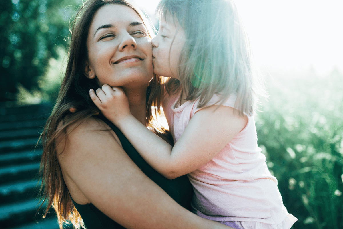 toddler kiss, learning by example